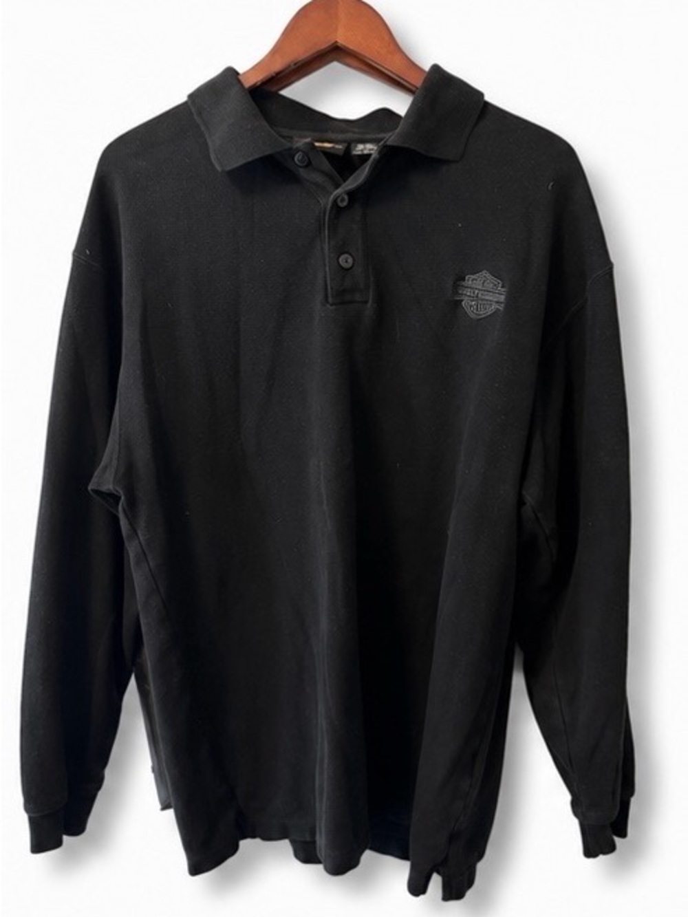 Harley-Davidson Black Long-Sleeve Polo with Subtle Embroidered Logo